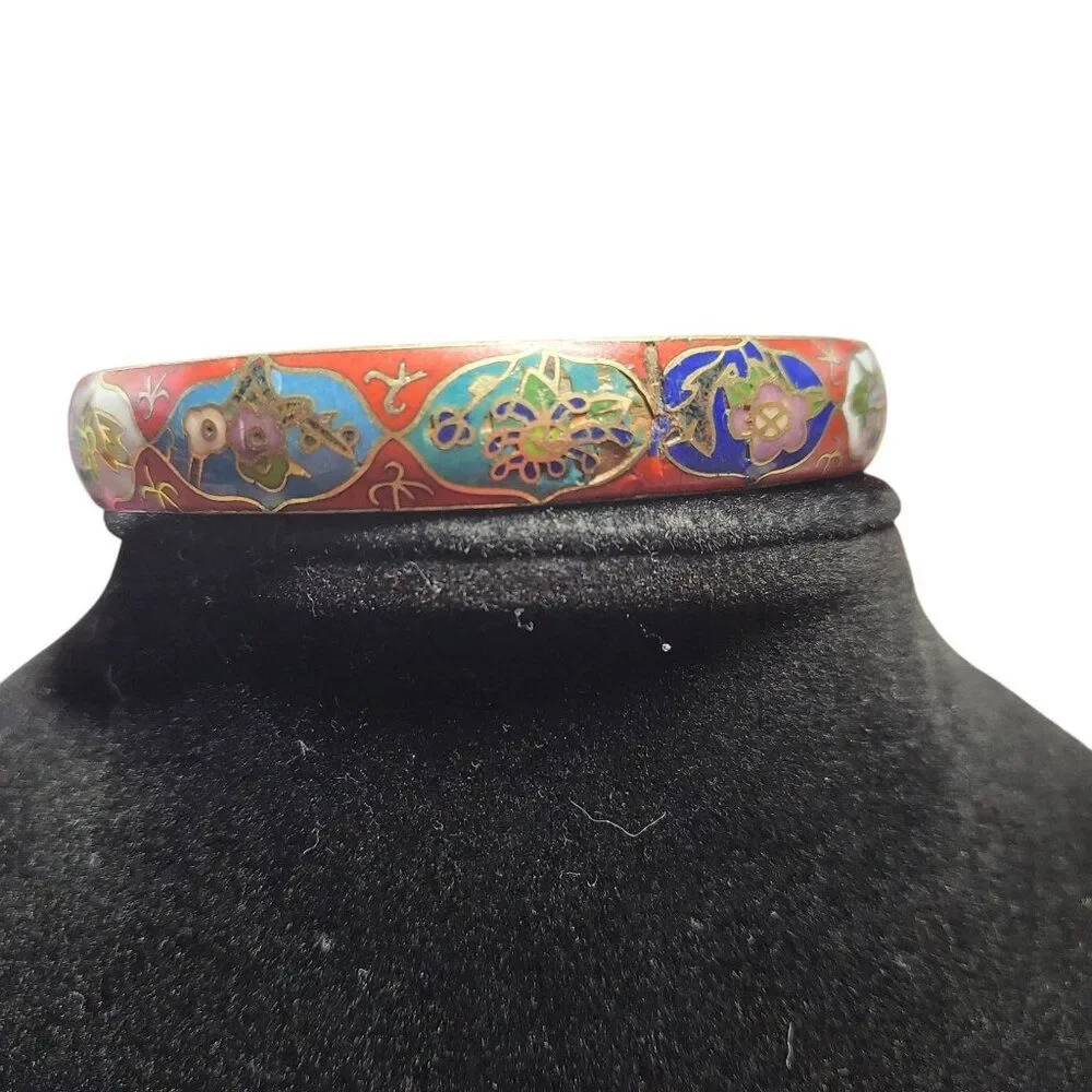 Vintage 60's Chinese Cloisonné Enamel Bangle Bracelet